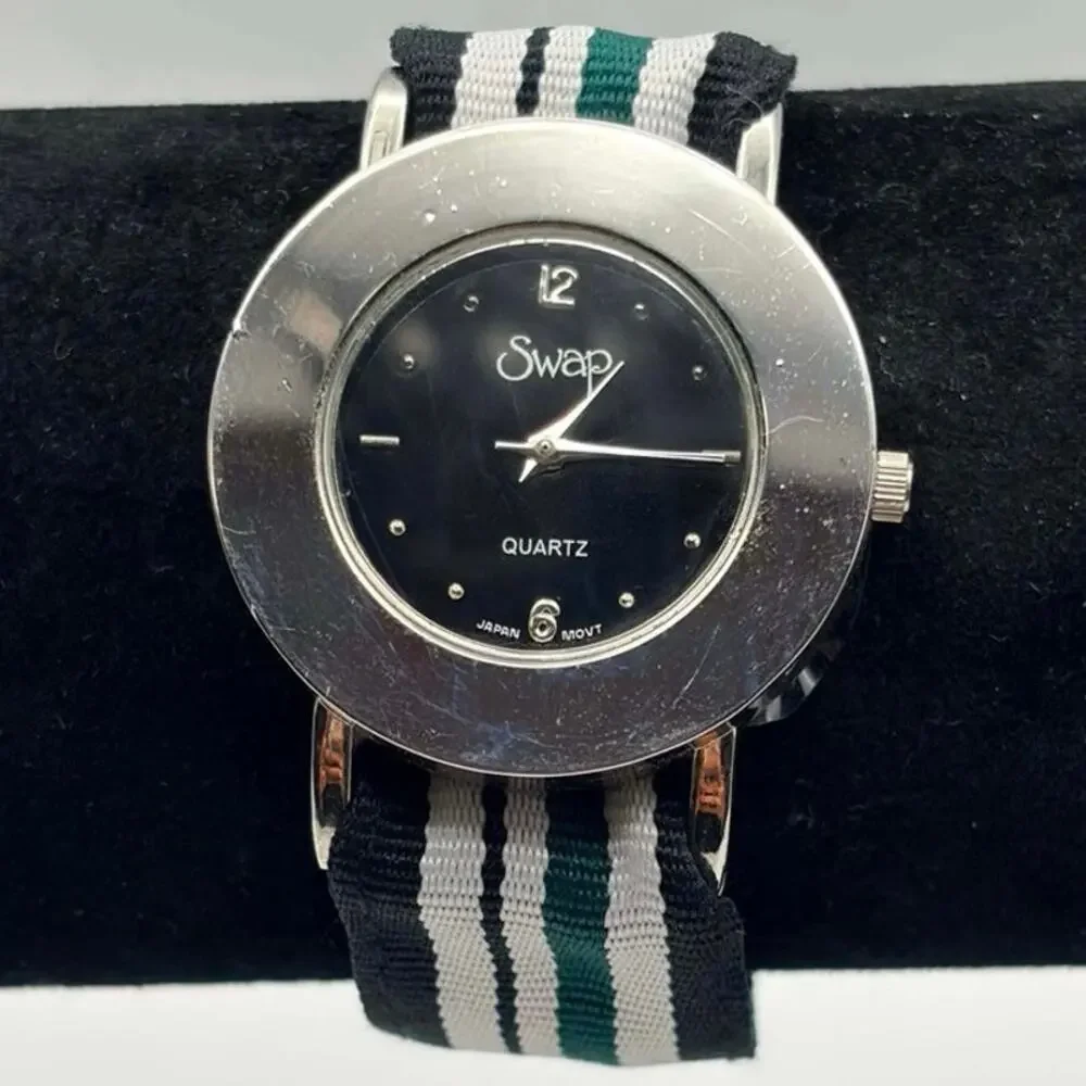 Silver & Black Swap Watch
